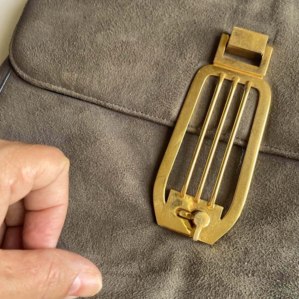 Chamois leather olive one of kind antique women purse by Sheldon original